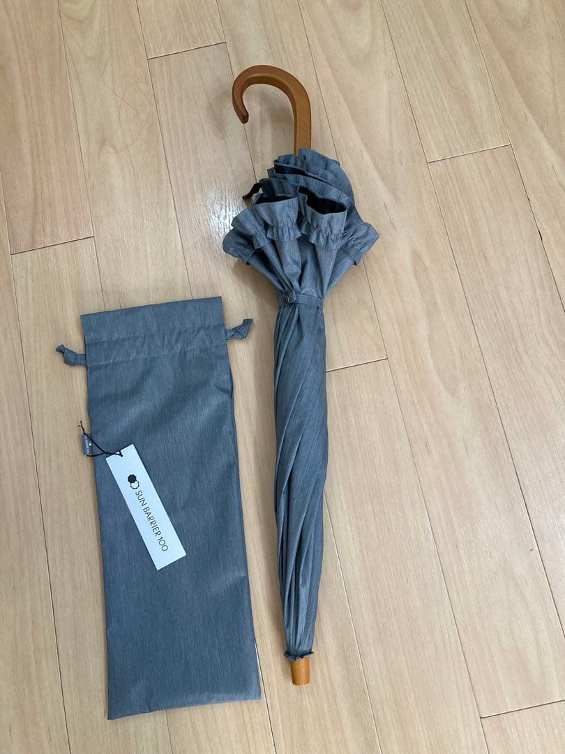 折りたたみ傘サンバリア100グレーフリル