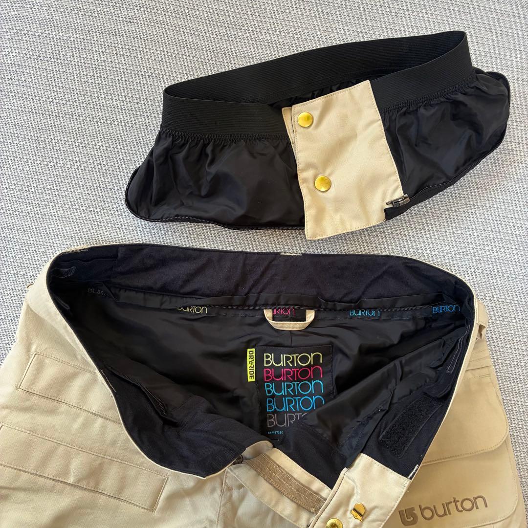 美品◆ burton バートン スノーボード パンツ ベージュ フレア ポーチ付