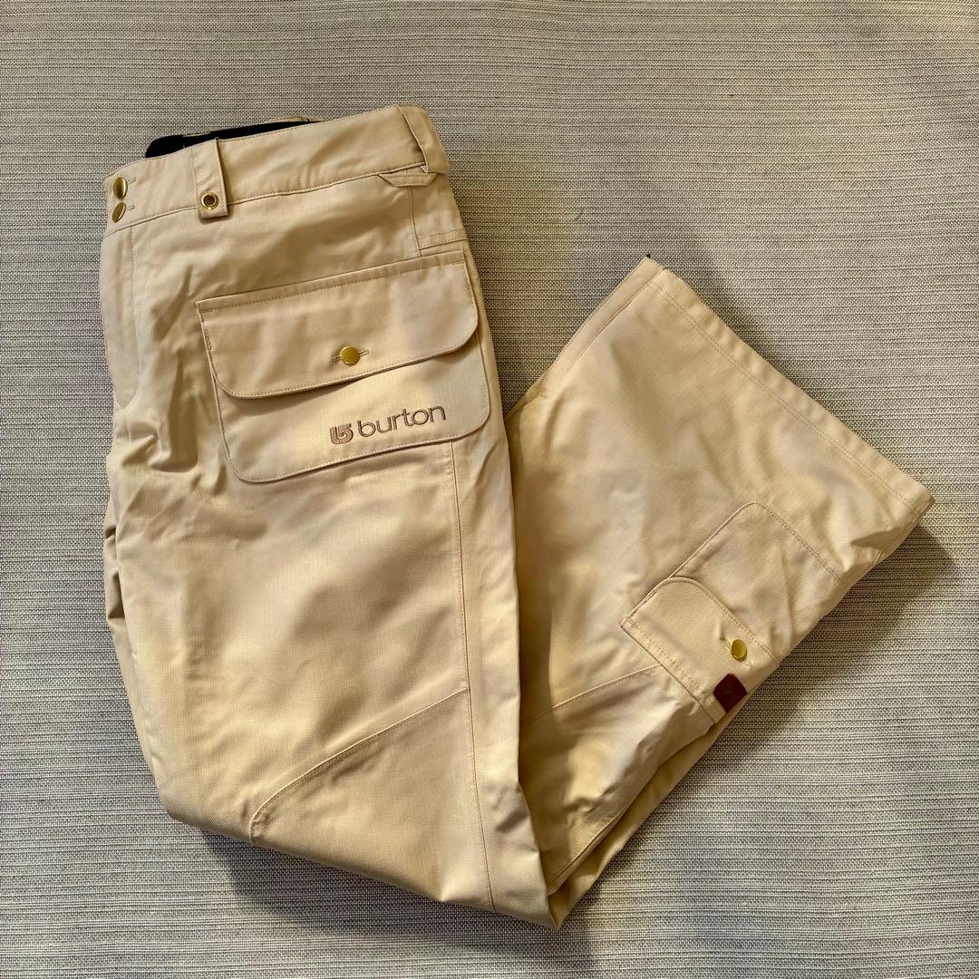 美品◆ burton バートン スノーボード パンツ ベージュ フレア ポーチ付