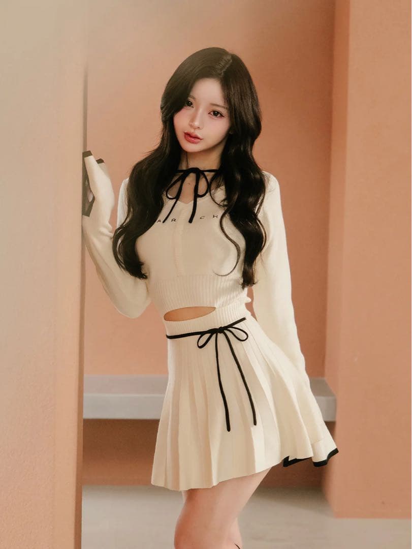 H*様 【Darich】ウエストオープンリボンデザインニットミニワンピース