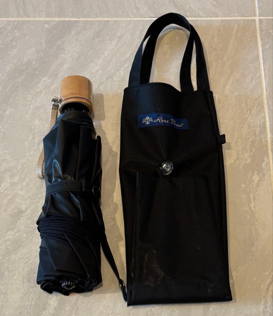 ロサブラン 完全遮光 日傘 3段折りたたみ ブラック