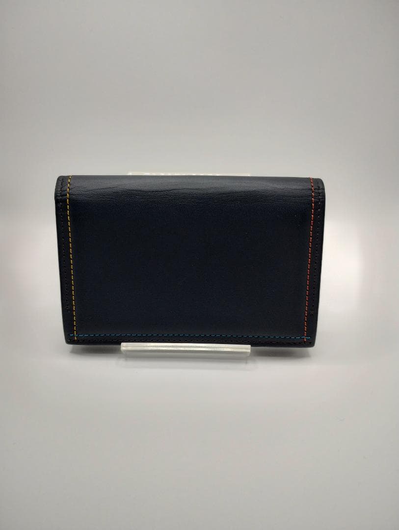 【新品・未使用】 ポールスミス 名刺入れ ネイビー レザー ステッチ箱付き