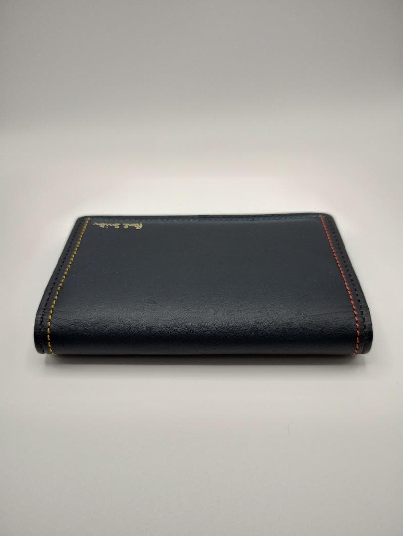 【新品・未使用】 ポールスミス 名刺入れ ネイビー レザー ステッチ箱付き