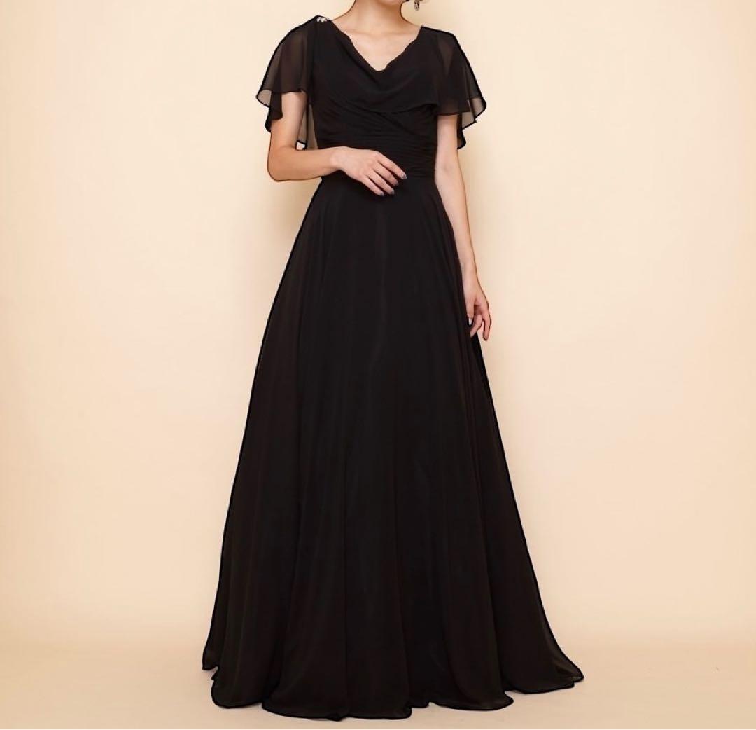 【新品】アナベル 高級 ロングドレス 演奏会 肩カバー アシンメトリー 黒