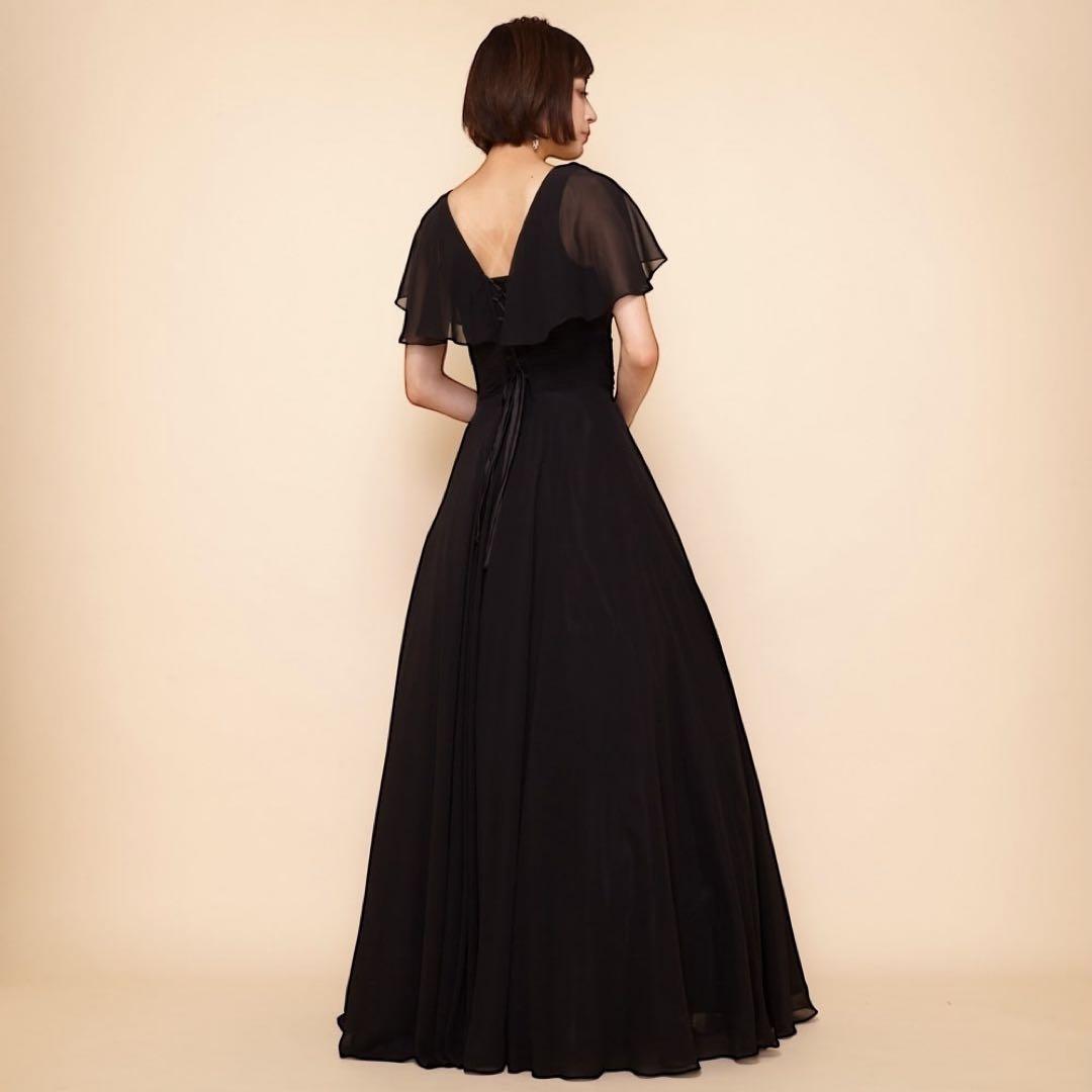 【新品】アナベル 高級 ロングドレス 演奏会 肩カバー アシンメトリー 黒