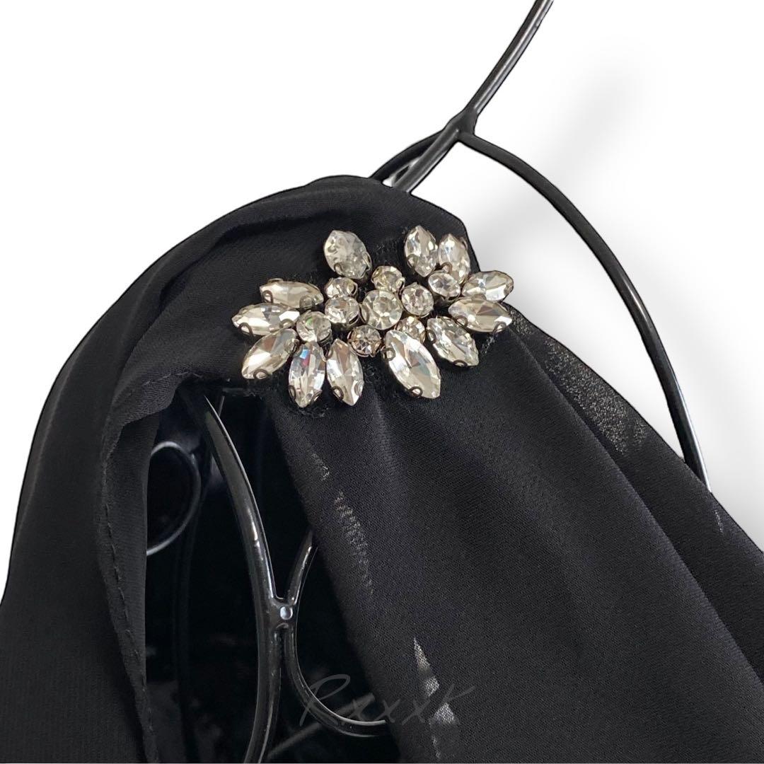 【新品】アナベル 高級 ロングドレス 演奏会 肩カバー アシンメトリー 黒