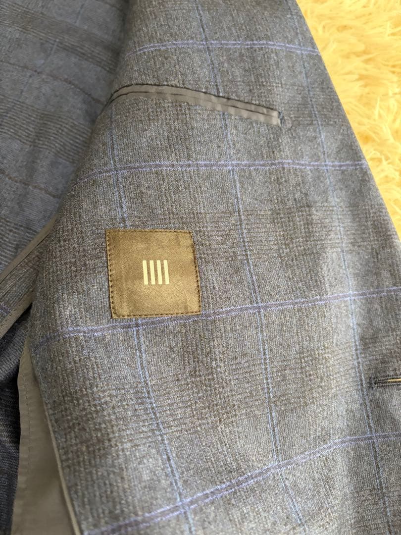 【美品XLサイズ】スーツセレクト カノニコ シャドーチェック ネイビー A7