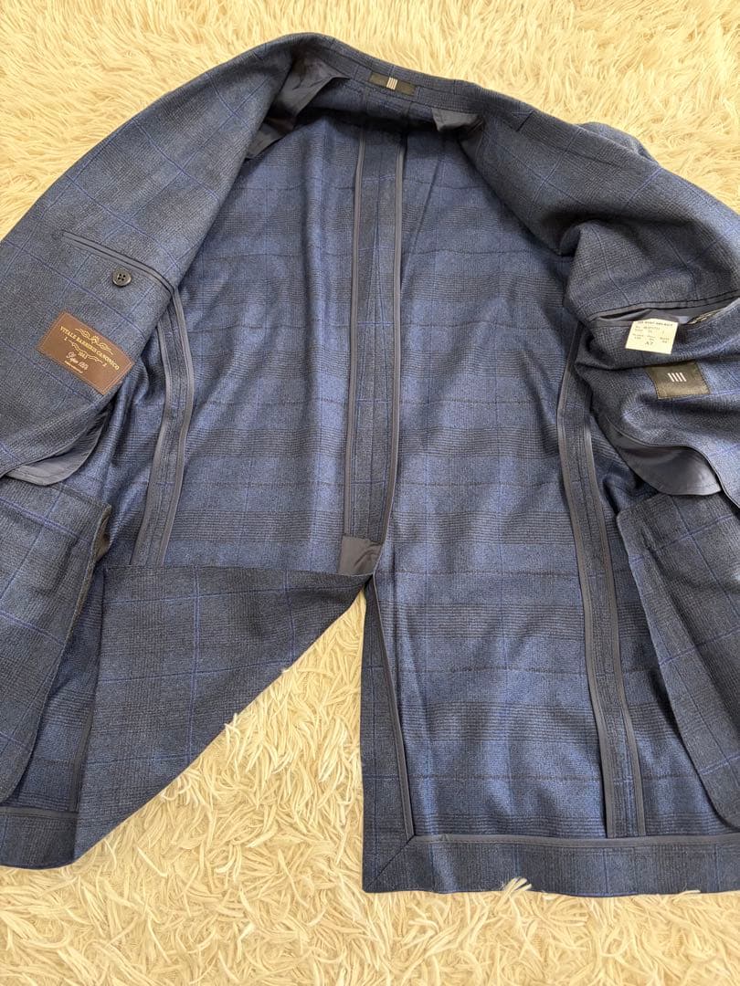 【美品XLサイズ】スーツセレクト カノニコ シャドーチェック ネイビー A7