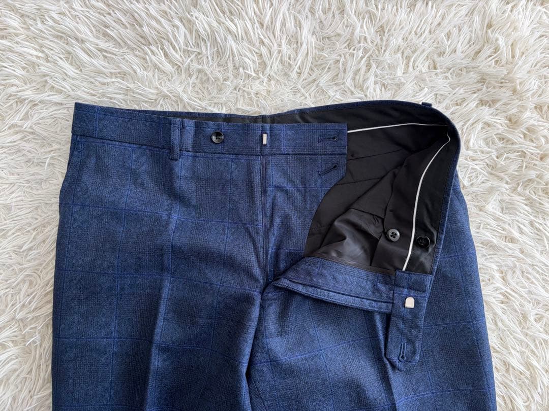 【美品XLサイズ】スーツセレクト カノニコ シャドーチェック ネイビー A7