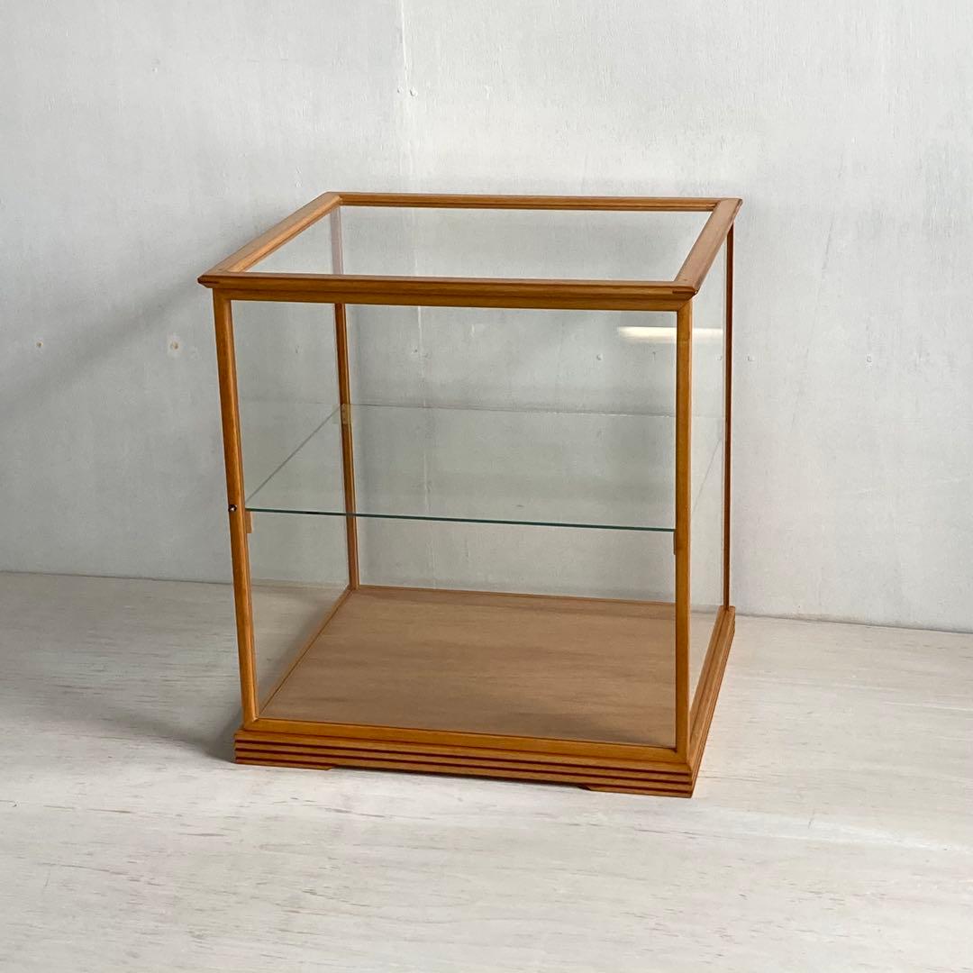 g302 古い木製 ガラスケース 2段 卓上 ショーケース 展示ケース 店舗什器