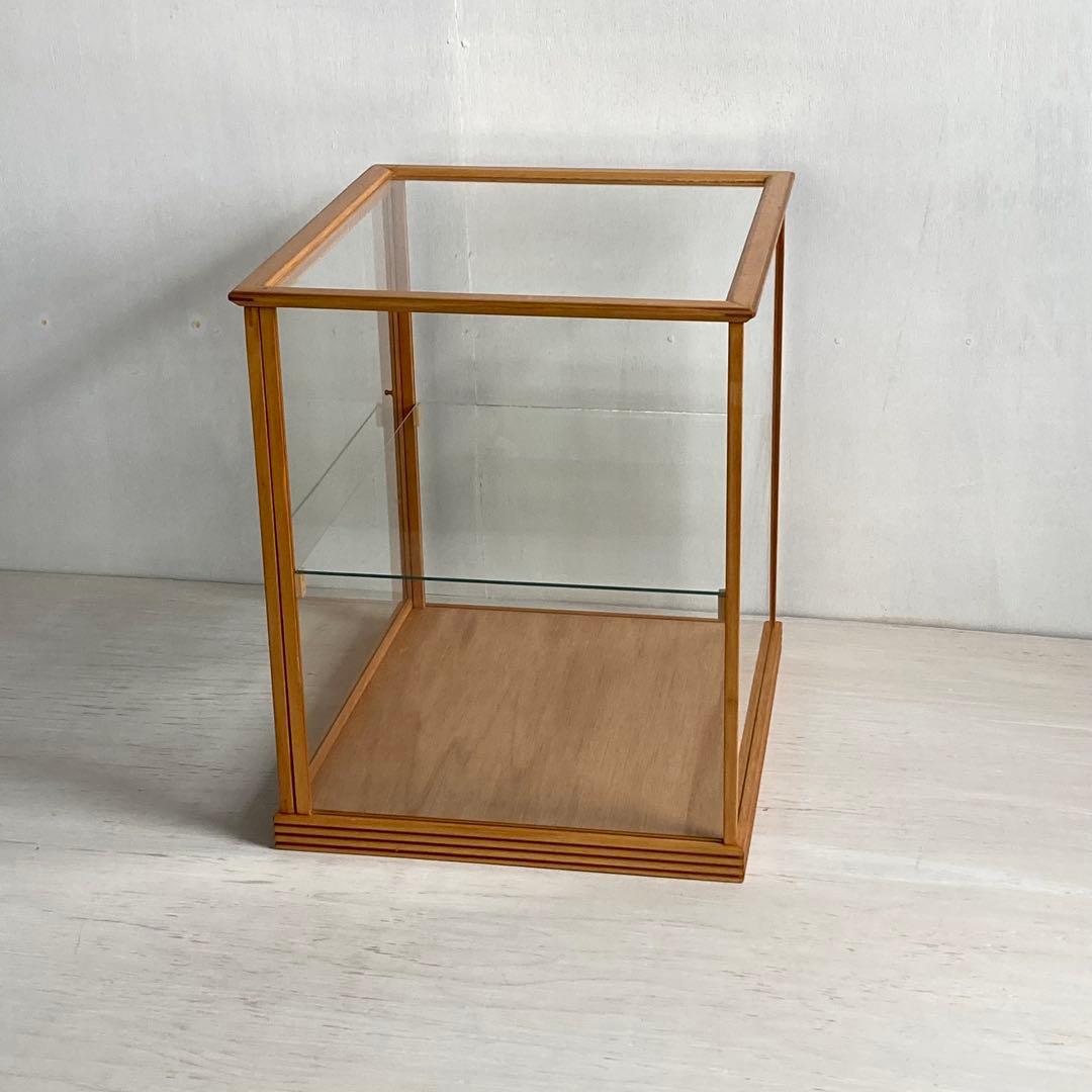 g302 古い木製 ガラスケース 2段 卓上 ショーケース 展示ケース 店舗什器