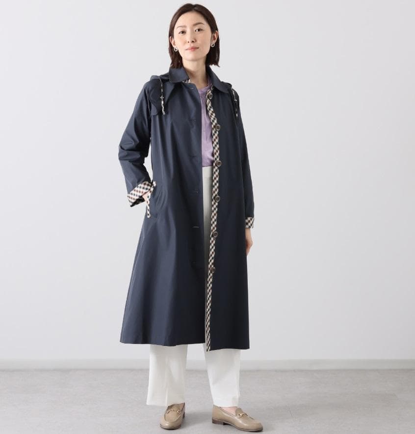アクアスキュータム未使用ネイビー トレンチデザイン レインコート L 2/2