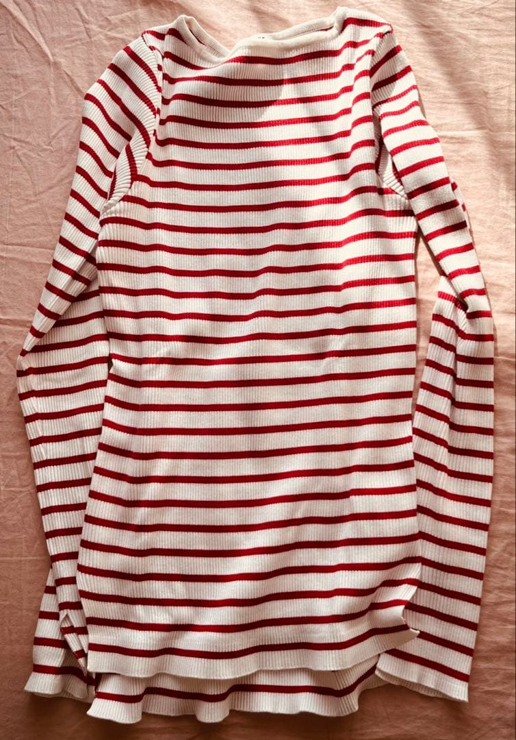 【ロンハーマン別注】AURALEE ギザボートネック リブニット 赤×白 1