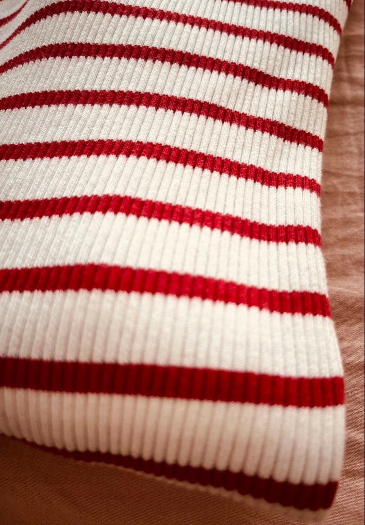 【ロンハーマン別注】AURALEE ギザボートネック リブニット 赤×白 1