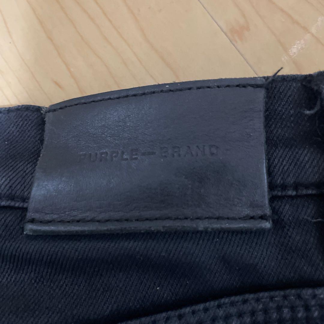 PURPLE ダメージ加工 ブラックデニム28