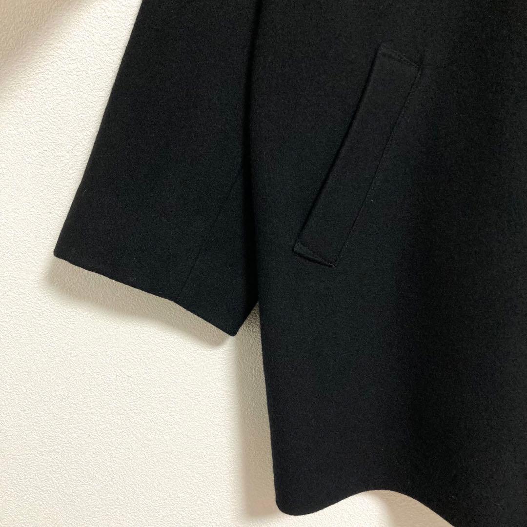 yuni　ウールスーパー100 ミドルレングス ステンコート　黒　F