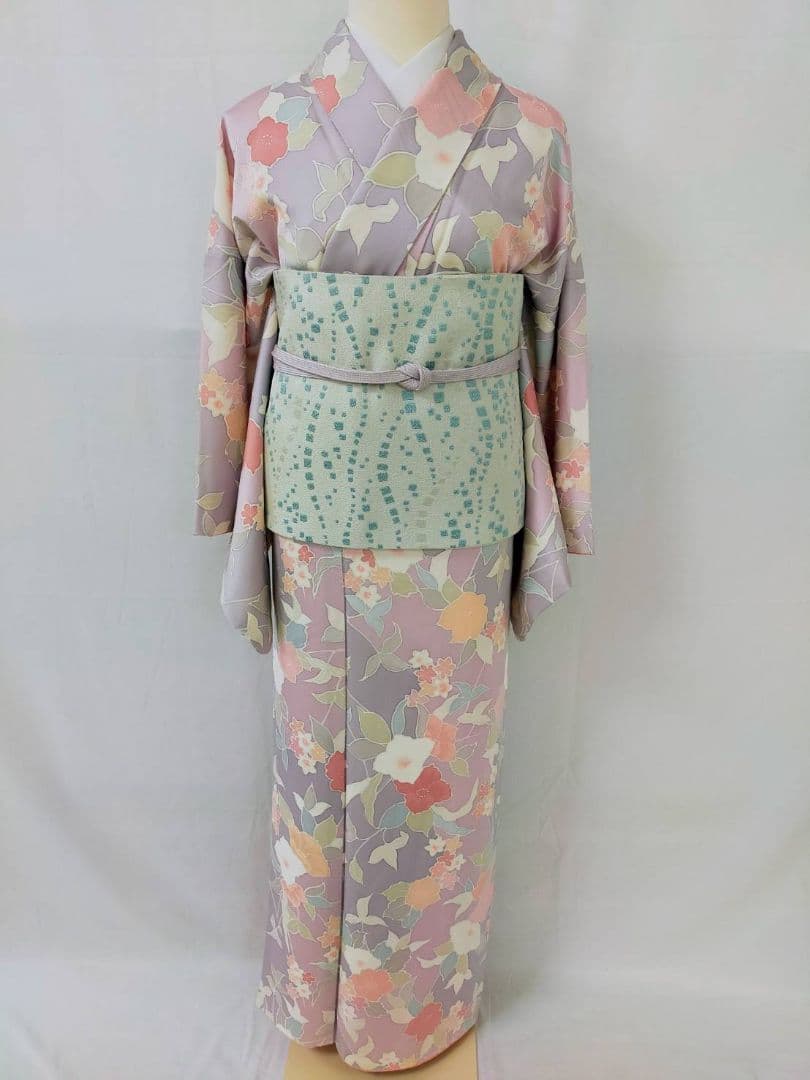 お見分け済　美品　正絹袷　紋意匠　友禅小紋単品