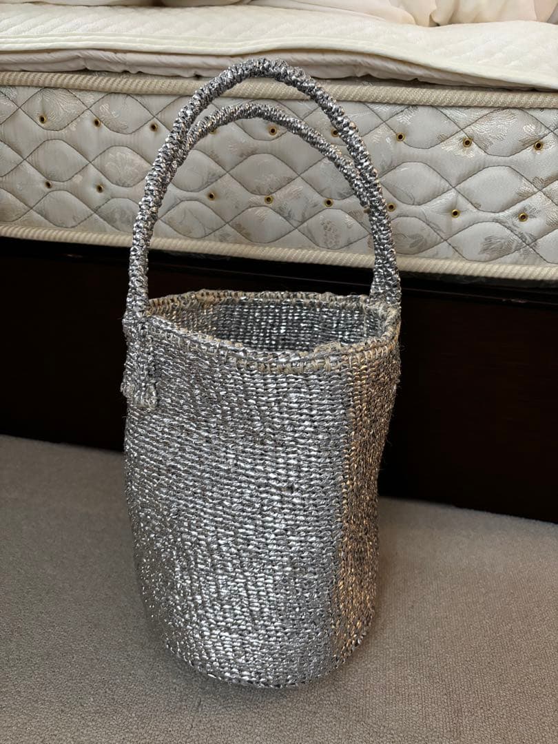 RECTANGLE シルバー かごバッグ