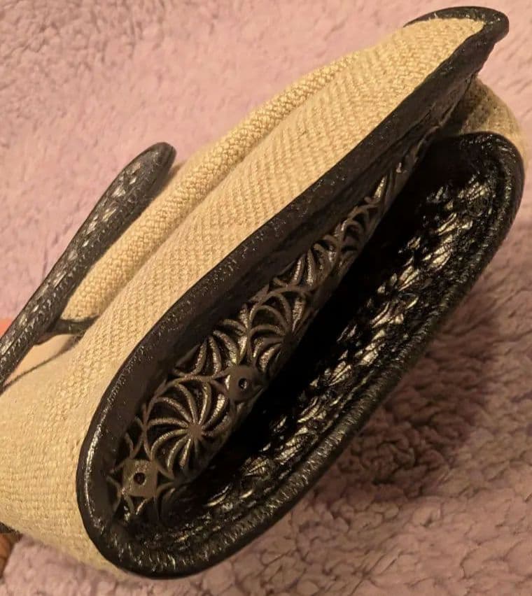 【未使用】ヒロコハヤシ 長財布 HIROKO HAYASHI 麻×レザー素材