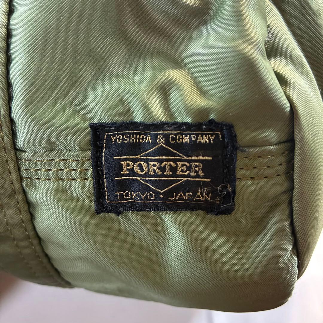 [美品] PORTER タンカー ドラムバッグ ミニボストン セージグリーン L