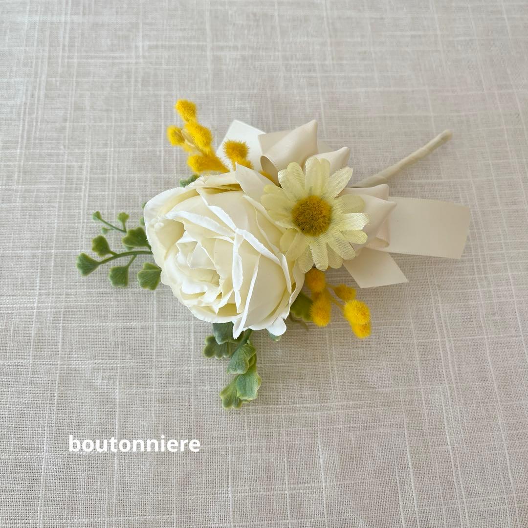 ウェディングブーケとブートニアのセット♡ミモザブーケ♡ガーベラブーケ♡前撮り♡