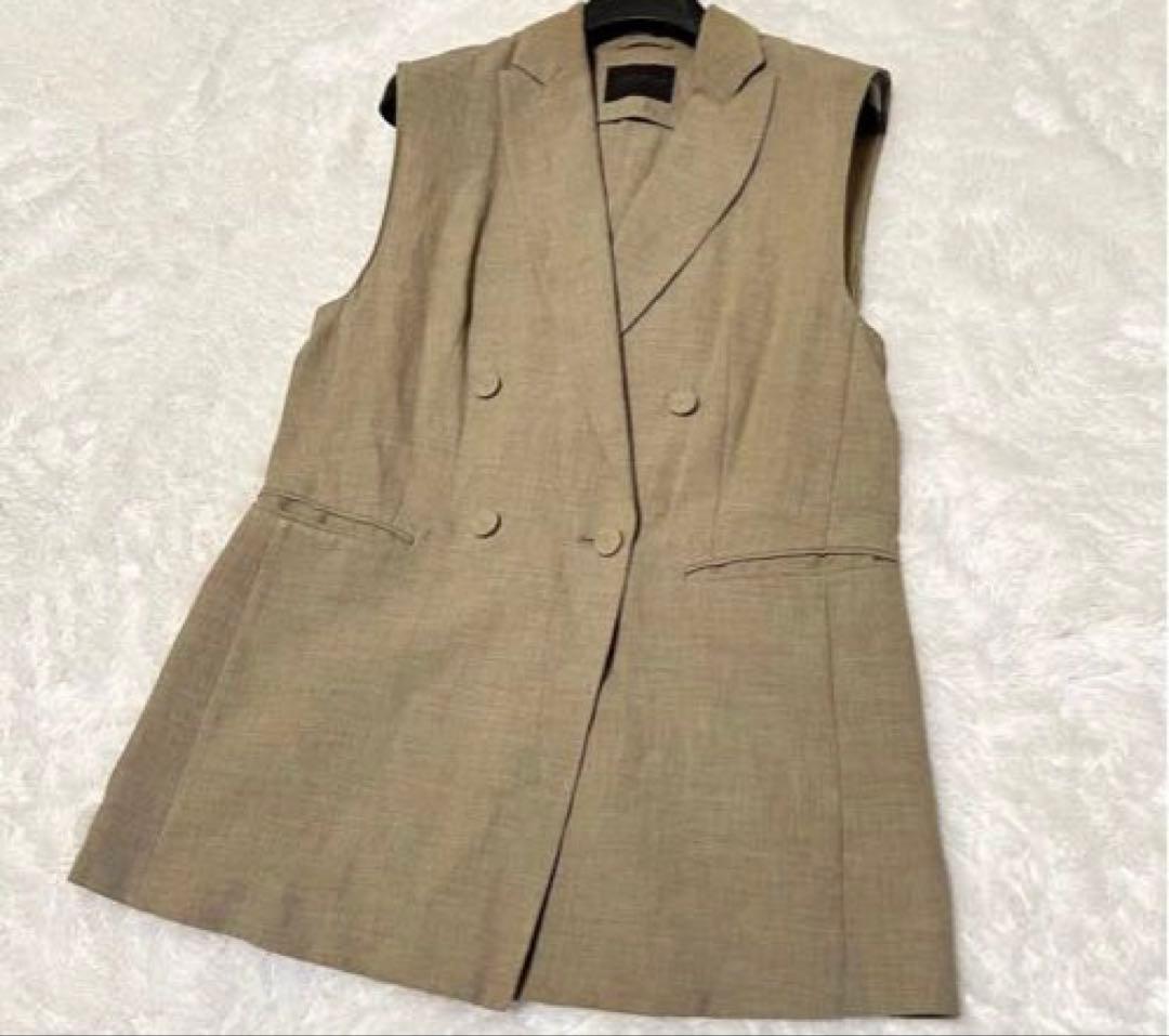 【美品】トゥモローランド　ジレ　ロングスカート　リネン混　セットアップ　ブラウン