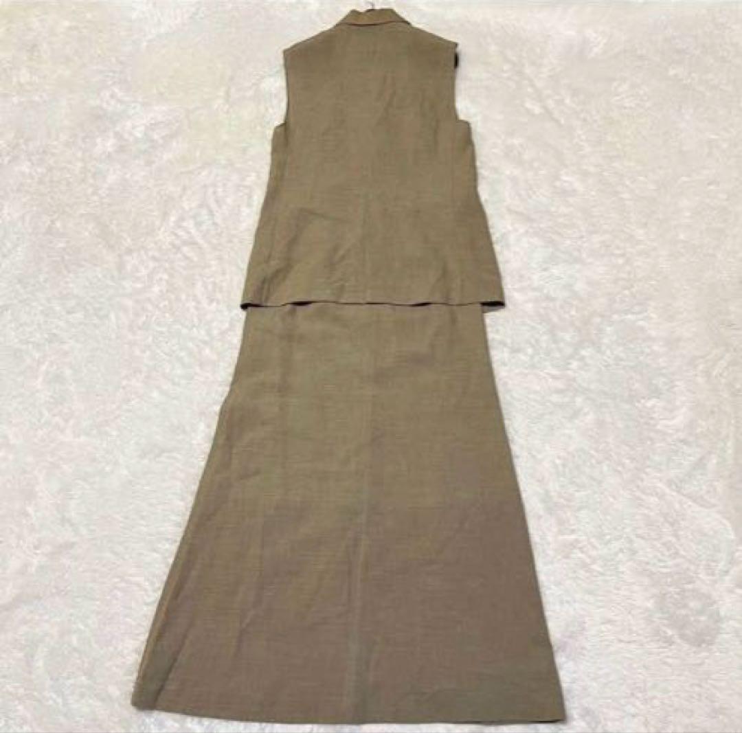 【美品】トゥモローランド　ジレ　ロングスカート　リネン混　セットアップ　ブラウン