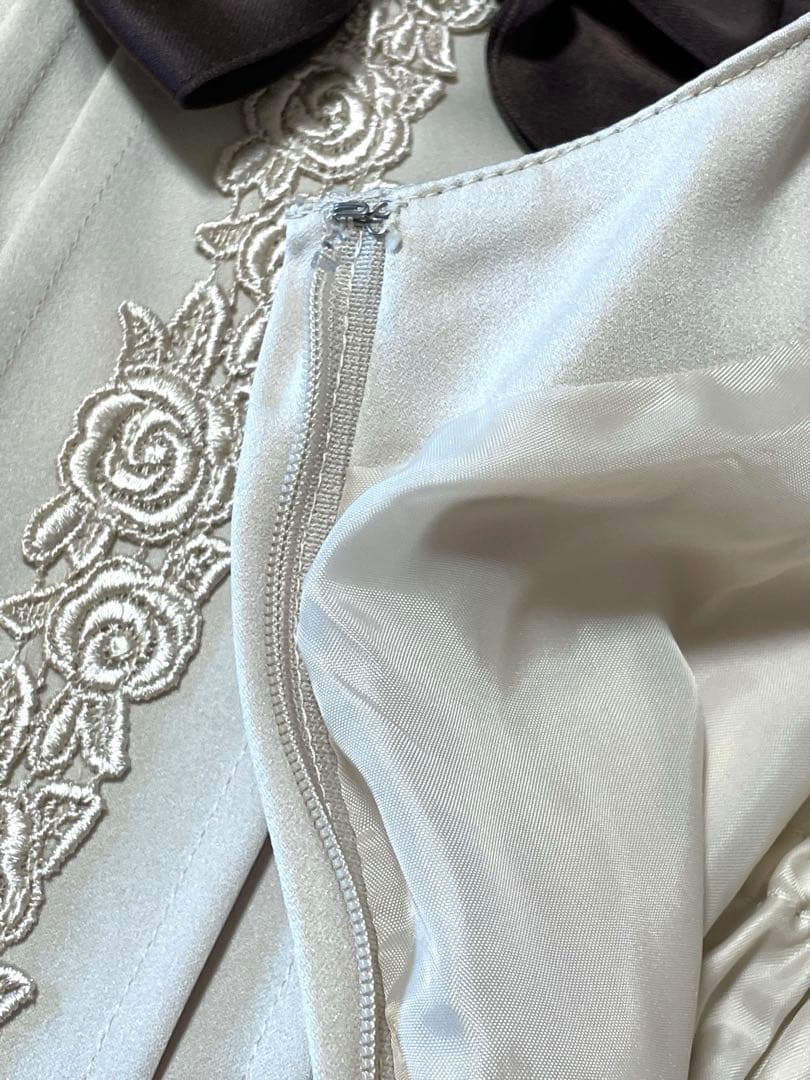 【美品】Innocent World リボンバイカラーJSK ミルクティー色