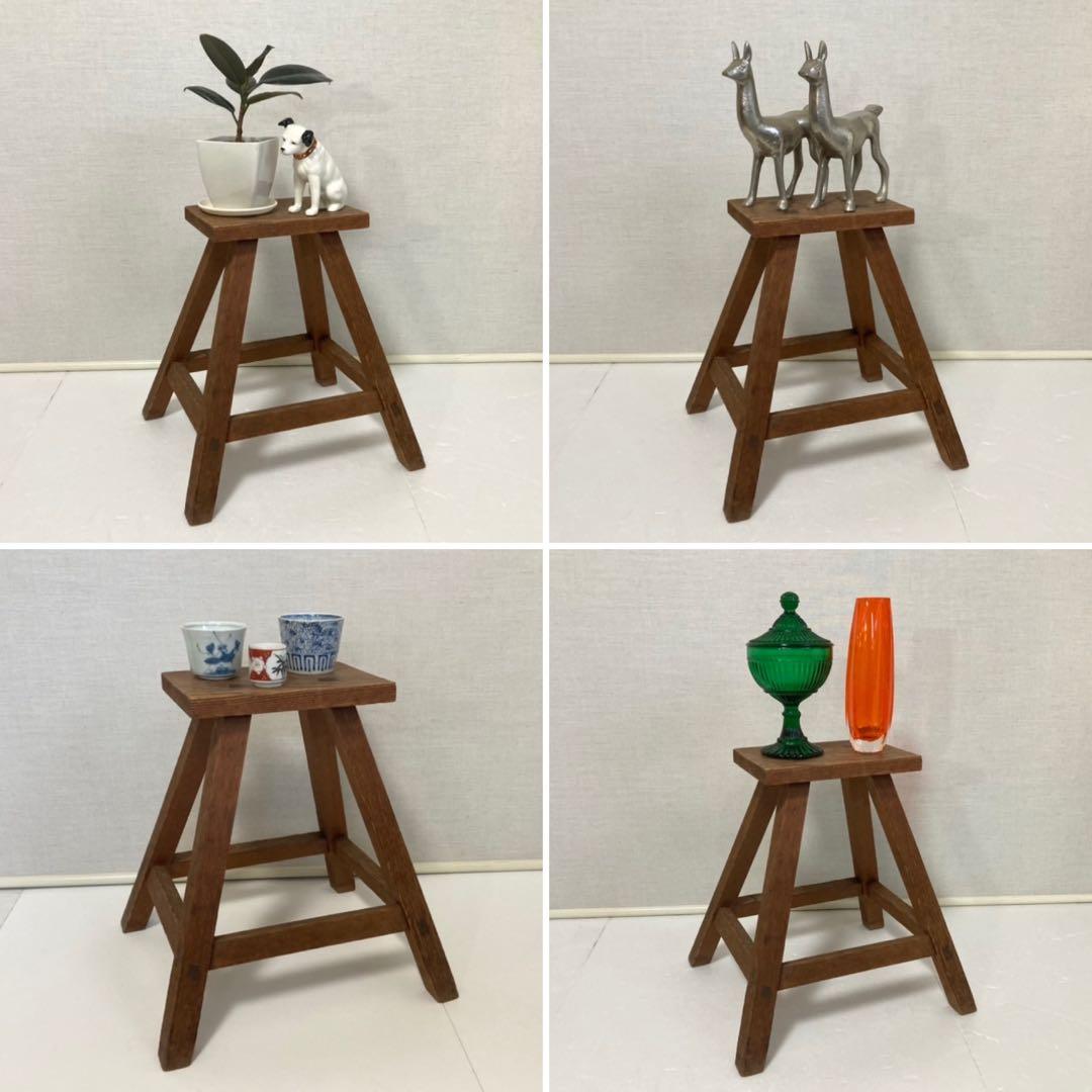 古いスツール チェア 椅子 踏み台 ステップ台 作業椅子 花台 木製 レトロ