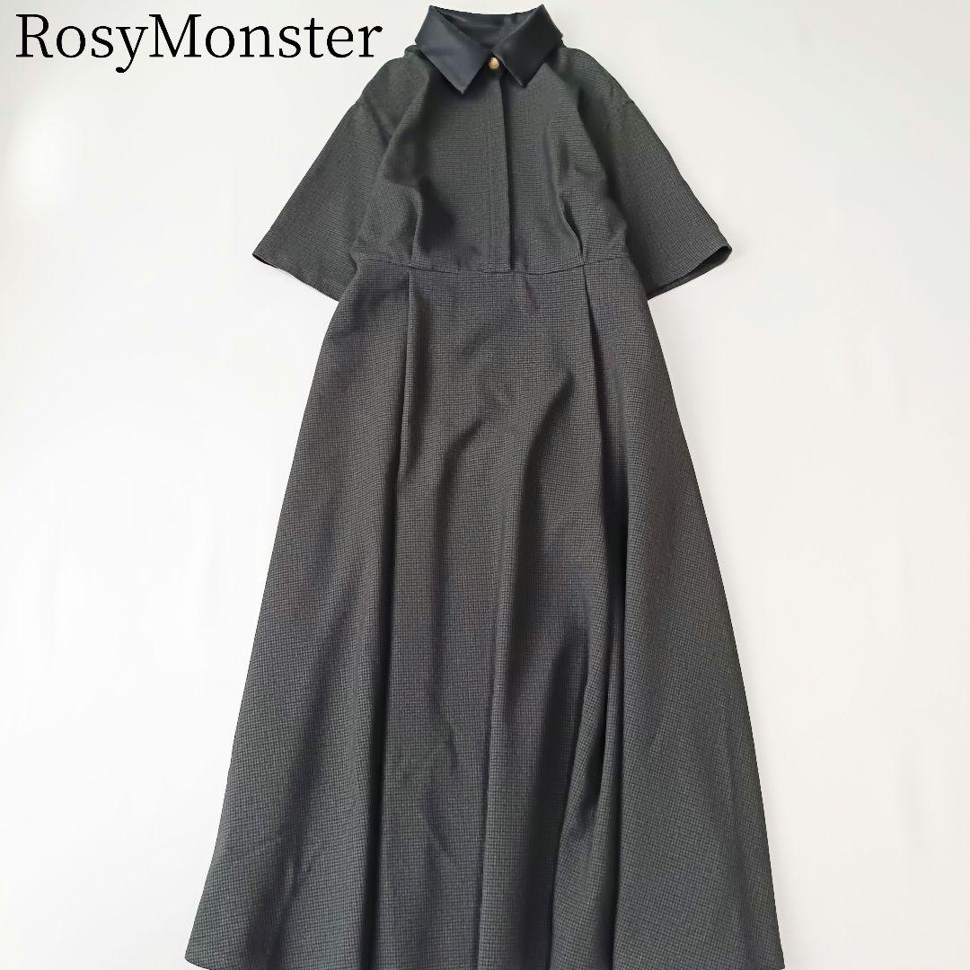 新品未使用【ロージーモンスター】エコレザー　ワンピース　金ボタン　千鳥格子　M