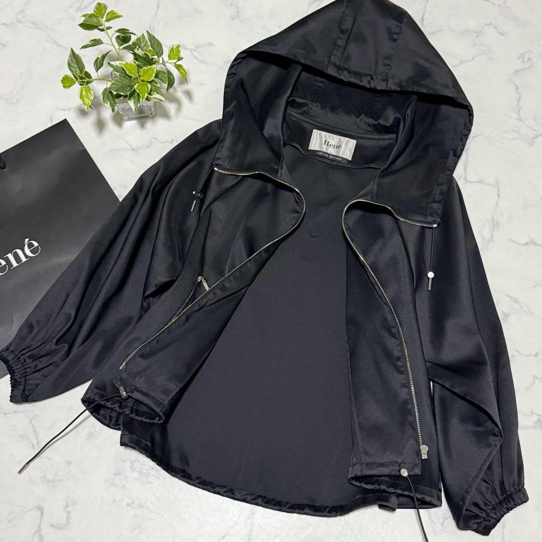 未使用 ルネ フーディー コート ブルゾン ショート フード 36黒 ジャケット