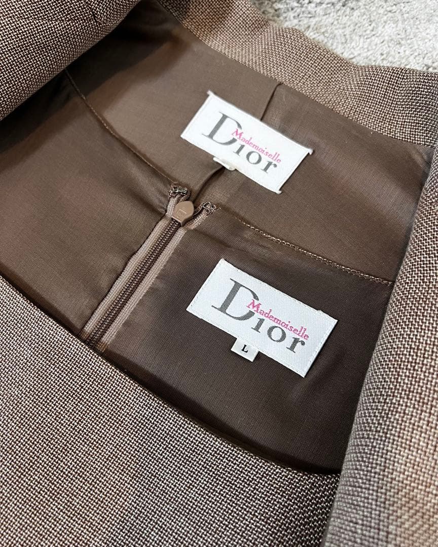 【極美品】Dior マドモワゼルディオール セットアップ シルク混 ブラウン