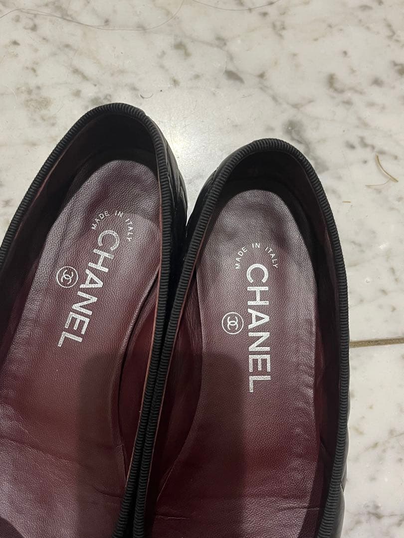 【美品】CHANEL フラットシューズ　ココマーク　マトラッセ　ブラック36