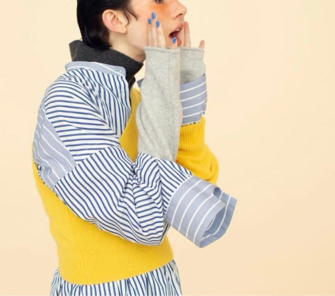 nagonstans ブルーストライプ シャツ バンドカラー M 23ss