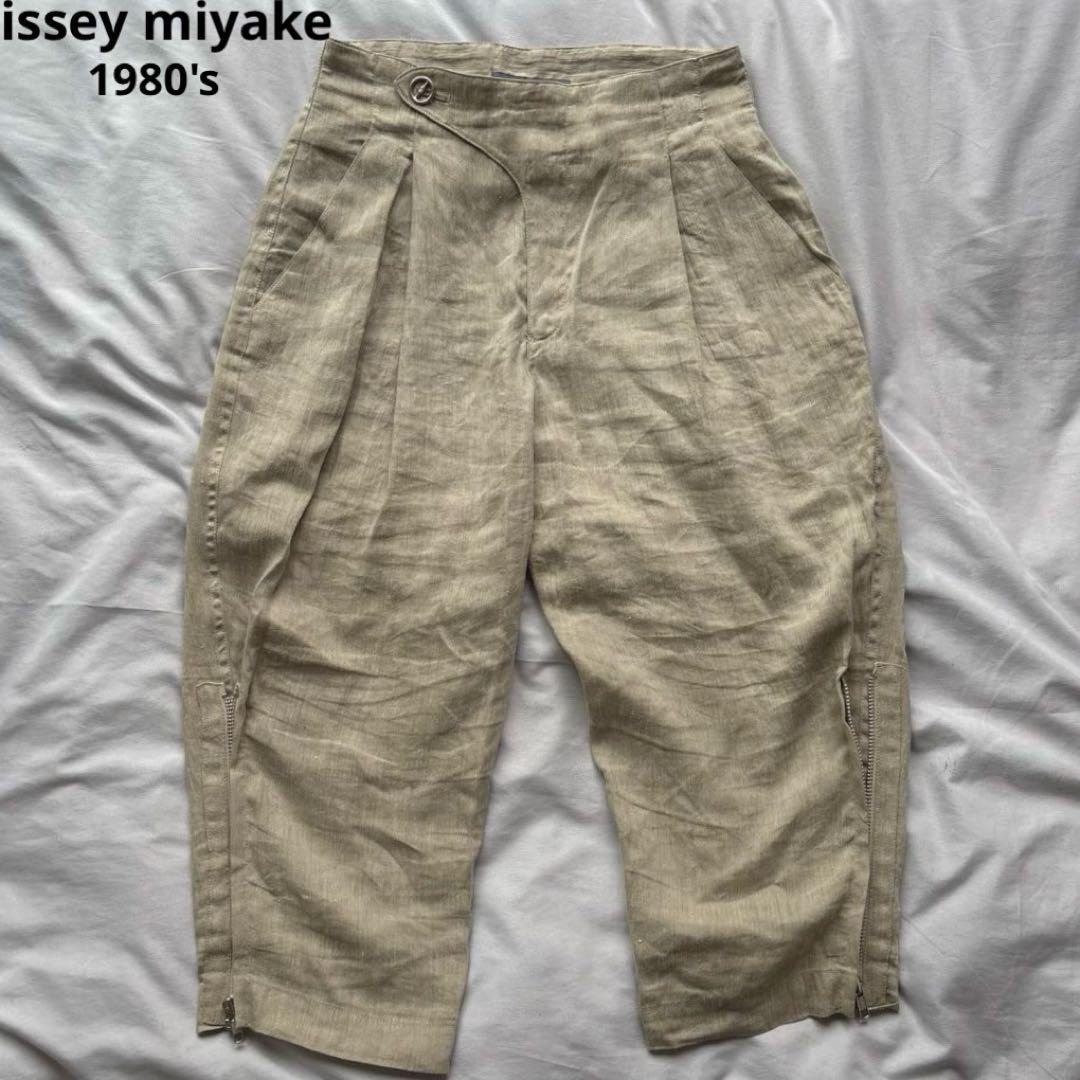 ISSEY MIYAKE 80s 筆タグ リネン バルーン 7分丈 M 日本製
