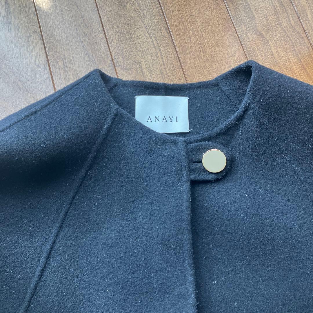 ANAYI アナイ シャルムビーバーケープコート　ウール ポンチョ ブラック38