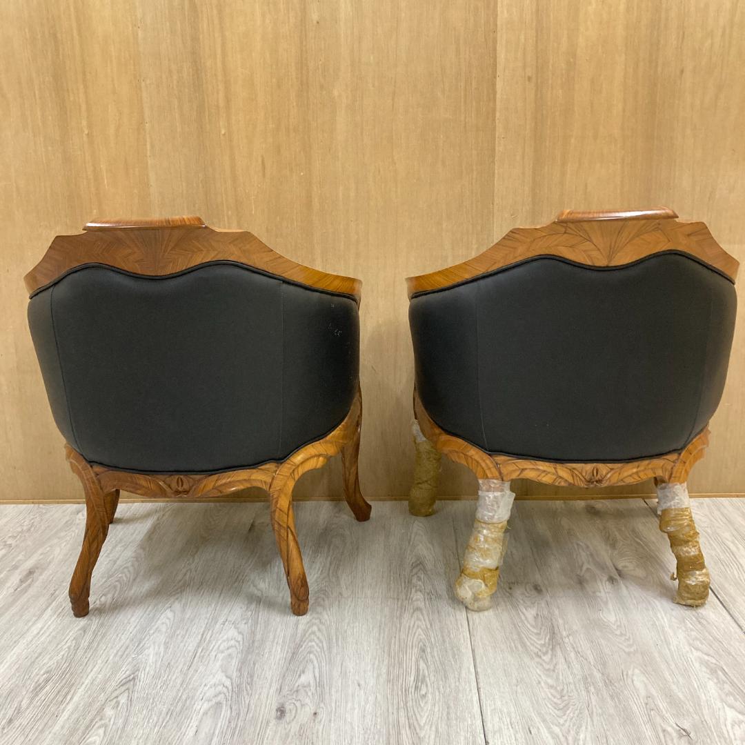 総革　ラウンジソファ　一人掛け　応接　２脚セット B