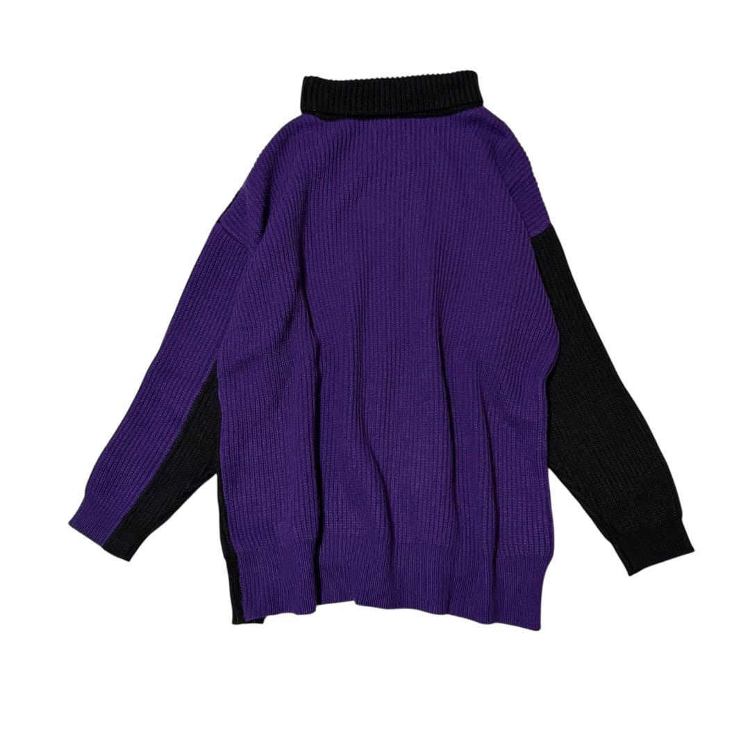 RADIO EVA エヴァ初号機カラー ケーブルニット L 黒×紫