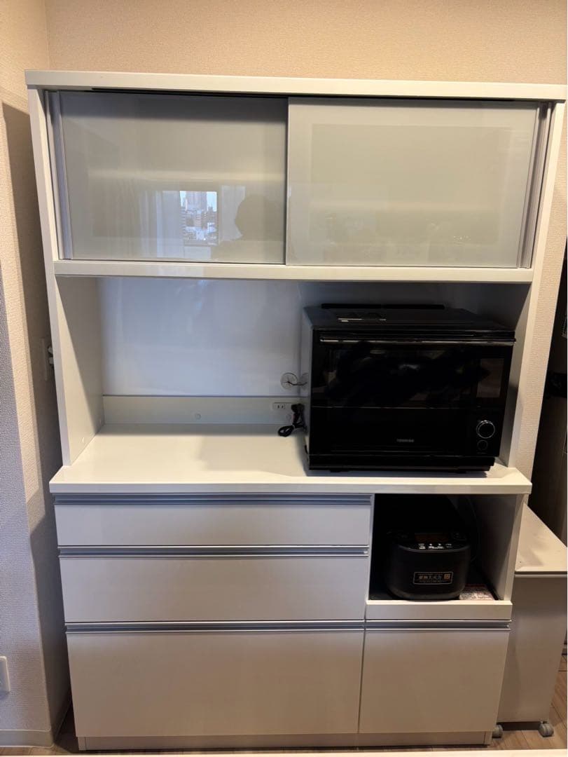 カップボード 食器棚　幅120 プレファ ホワイト