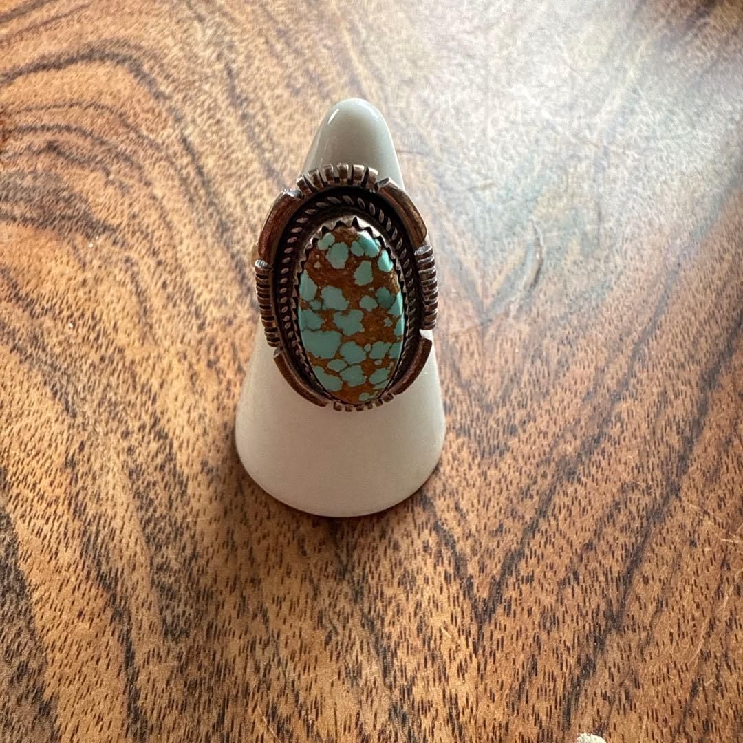 ナバホ族 インディアンジュエリー ナンバーエイト ターコイズ リング 13号