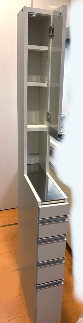 ディノス　幅15cm ホワイト キッチン収納 隙間収納　スキマ