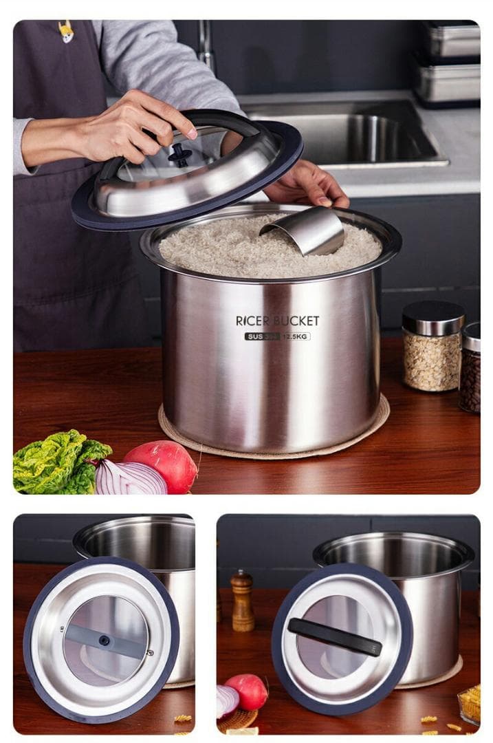 米びつ 真空 米櫃 密閉米びつ 保存容器 負圧シール ステンレス製 防湿 防虫