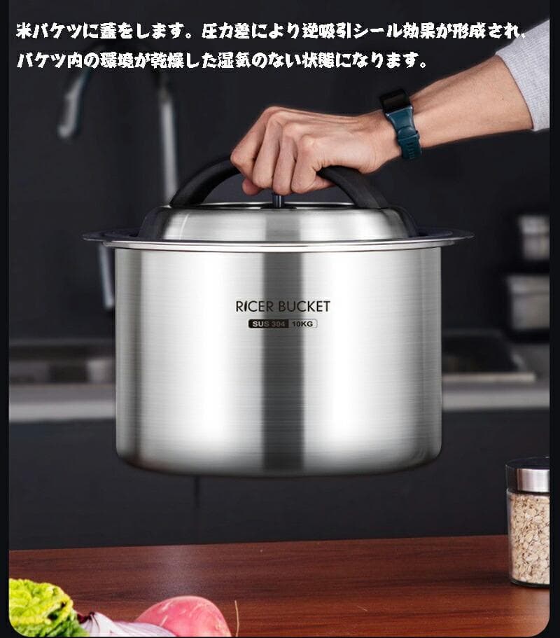 米びつ 真空 米櫃 密閉米びつ 保存容器 負圧シール ステンレス製 防湿 防虫