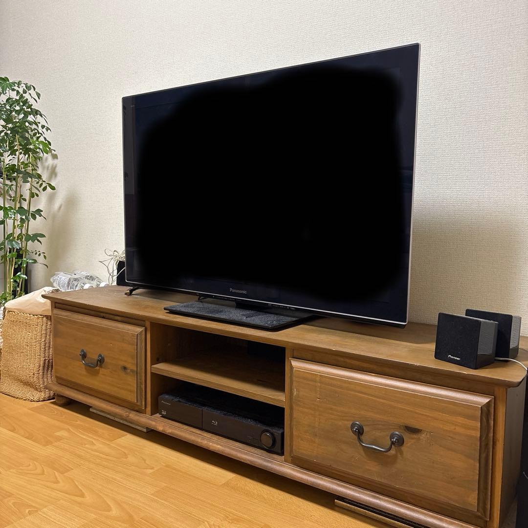 大型テレビ台 木製 引き出し付き