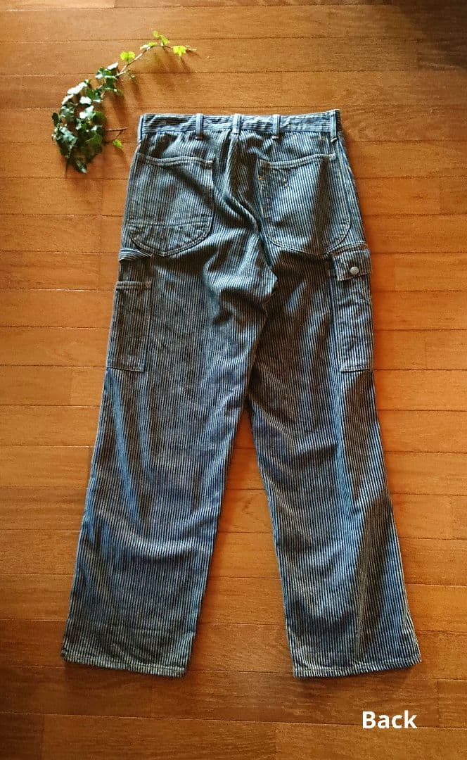 45R☆藍染め＊モンブラウンヒッコリー908山ペインターパンツ30インチ/深藍♪