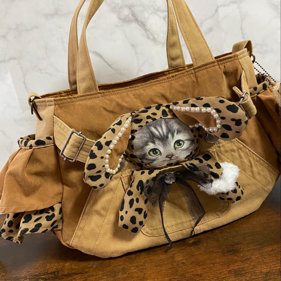 k*☆様 コヤンイサムチョン【デニムリメイク バッグ】 猫ちゃんバッグ