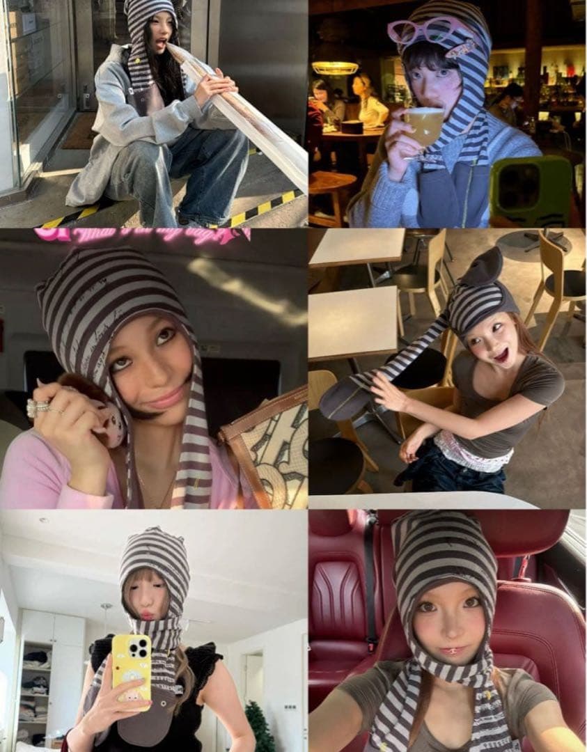 サ*ー様 【完売品】GRAPE 25AW アシンメトリーロングイヤーニットキャッ