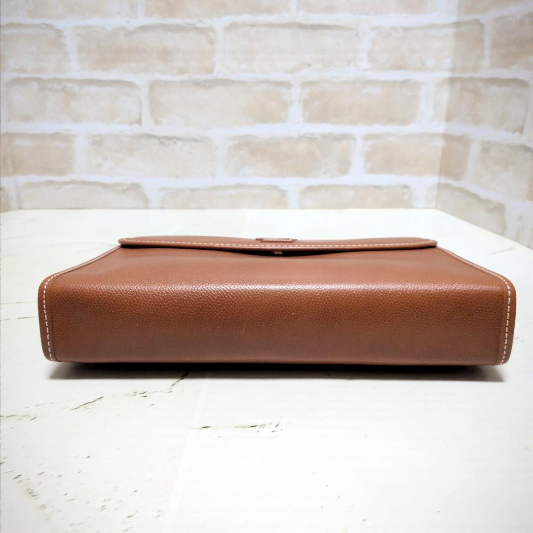 ★【イヴ・サンローラン】立体刺繍 シボ革 /セカンドバッグ ブラウン 新同品