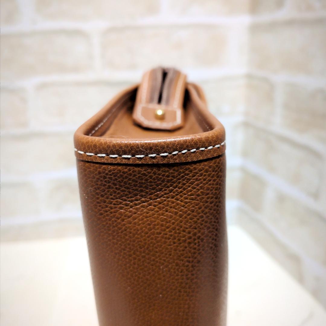 ★【イヴ・サンローラン】立体刺繍 シボ革 /セカンドバッグ ブラウン 新同品