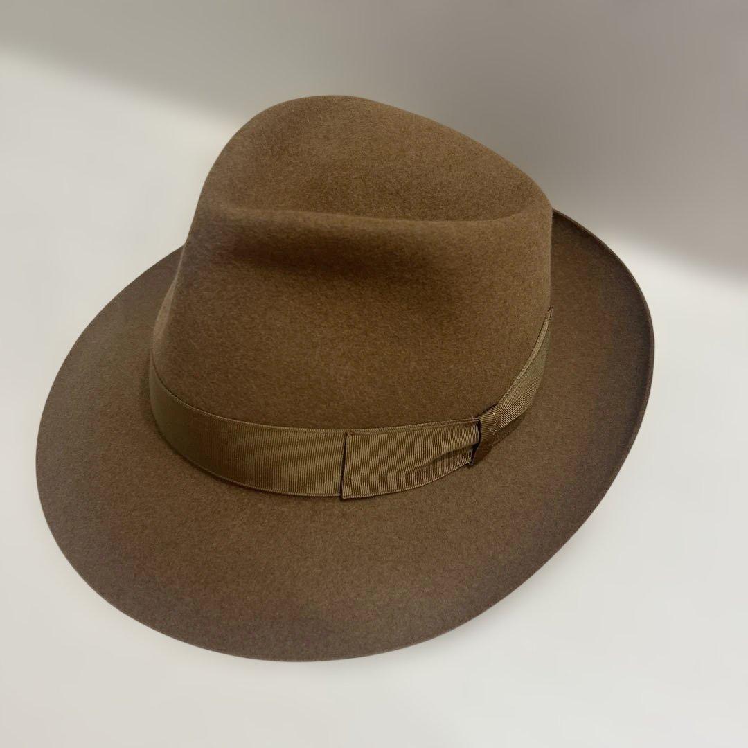 ボルサリーノ　フェデリコ　ハット　中折れ　キャメル　イタリア製　390054